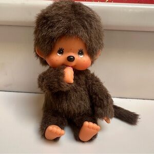 Vintage Sekiguchi Monchhichi Brown Thumb-Sucking Doll Plush Monkey 8”
